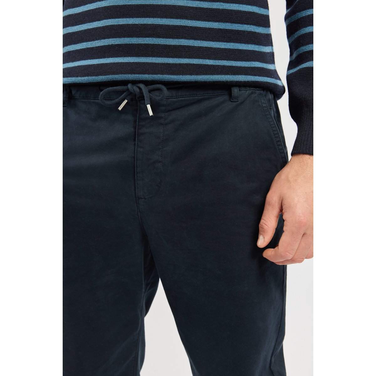 Pantalon à taille élastiquée aux côtés rich navy, ARMOR-LUX
