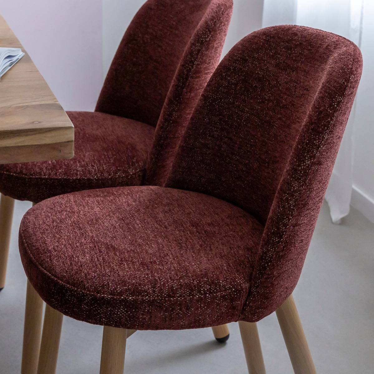 Lot de 2 chaises en tissu et métal VILMA rouge, MADE IN MEUBLES