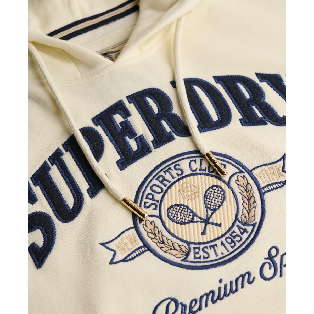 Sweat à capuche Country Crest coupe décontractée crème, SUPERDRY