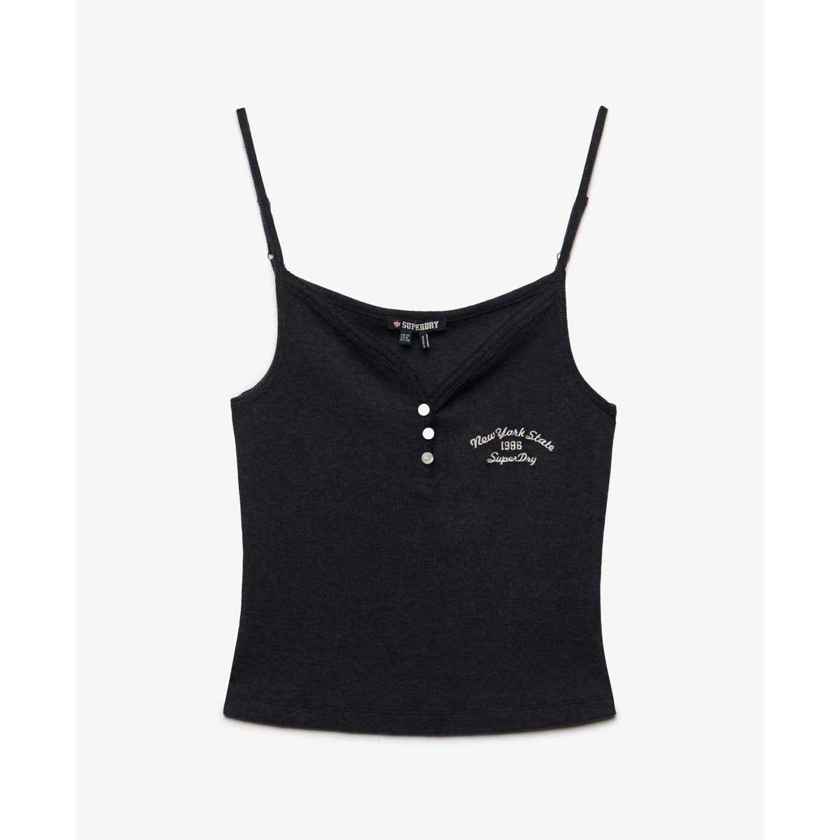 Top à bretelles Athletic Essentials avec boutons bleu marine éclipse chiné, SUPERDRY