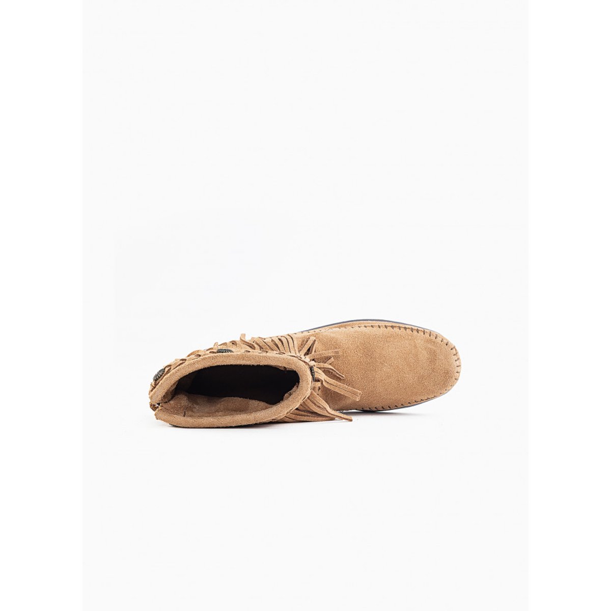 Bottines en cuir suede HI TOP BACK ZIP marron clair, MINNETONKA