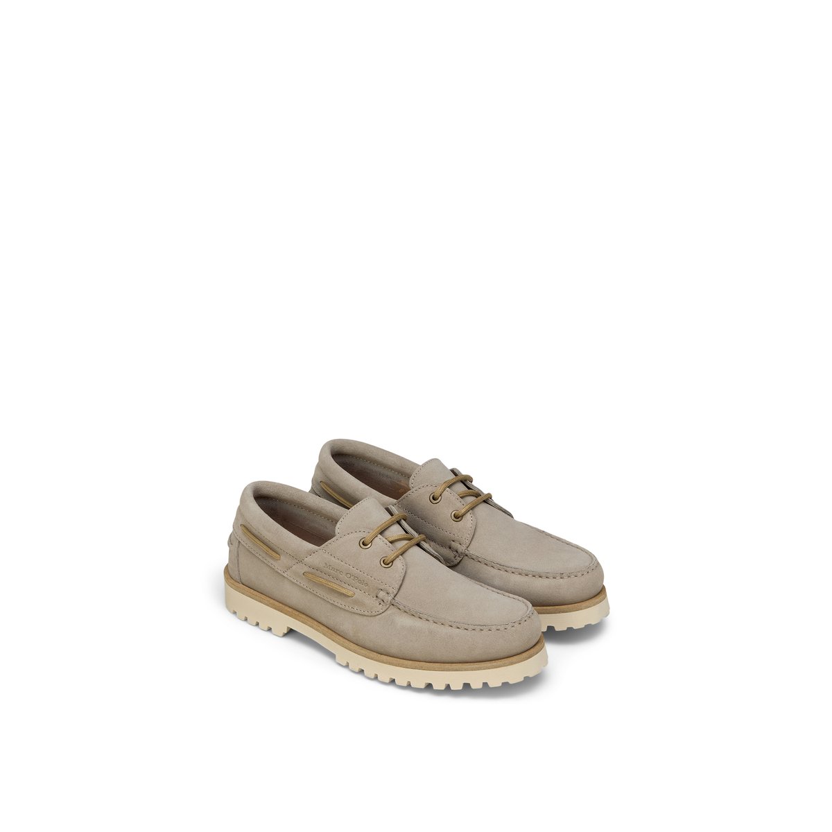 Chaussure bateau modèle Levi en cuir velours doux beige, MARC O'POLO