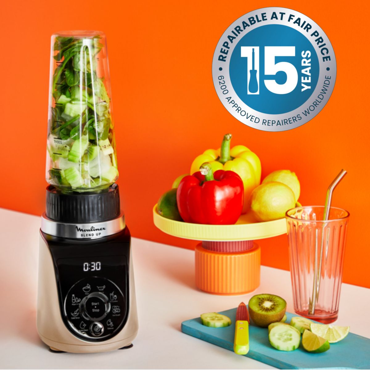 Blender Blend Up LM190AF0 mini blender - 8 programmes automatiques - Bol Tritan couleur unique, MOULINEX