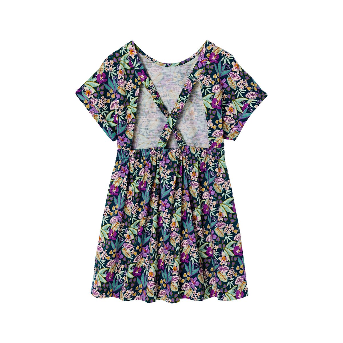Robe imprimé fleurs vert, VERTBAUDET