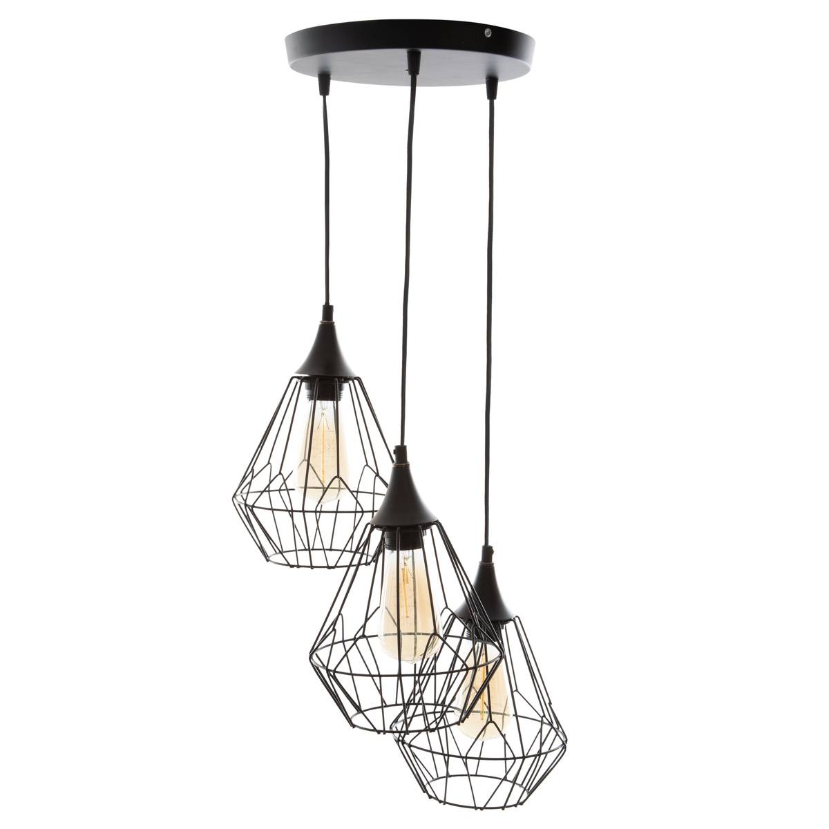 Suspension filaire 3 spots métal KAORE noir, ATMOSPHERA