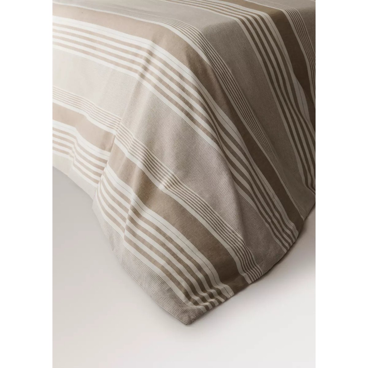 Housse de couette 100 % coton rayures Lit 180/200 cm tabac, MANGO HOME