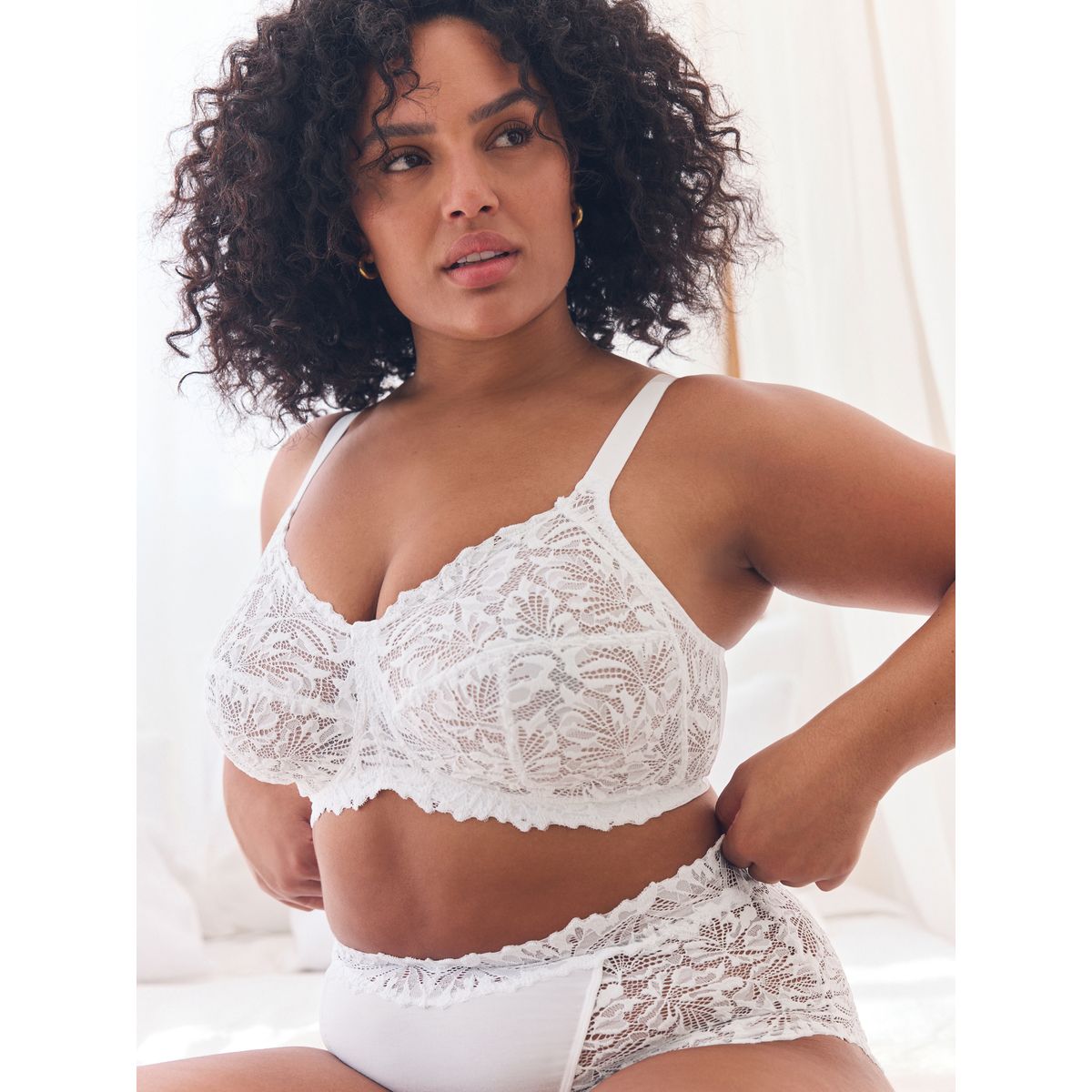 Soutien-gorge en dentelle sans armatures b-h blanc, NEXT