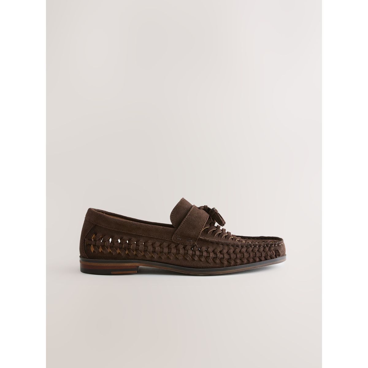 Mocassins tressés en cuir marron, NEXT