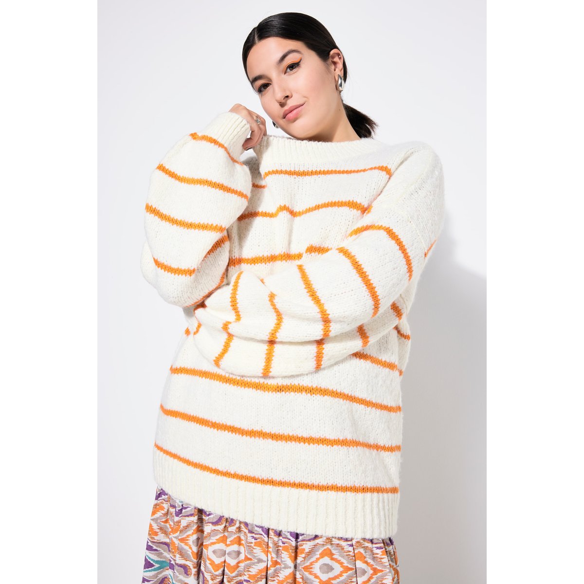 Pull oversize à rayures blanc cassé, STUDIO UNTOLD