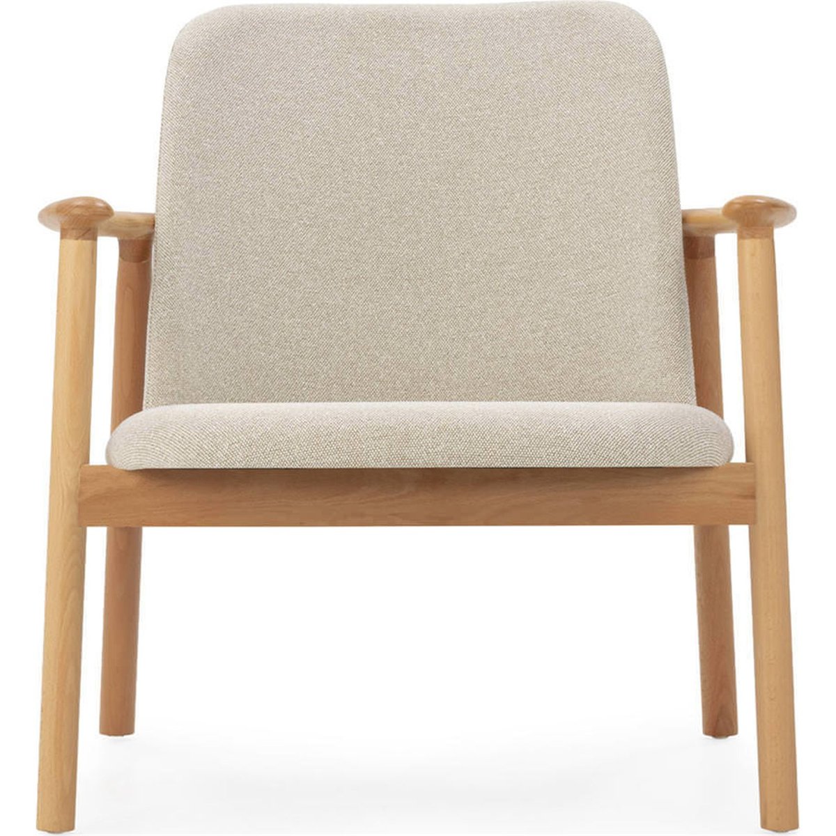Fauteuil scandinave en hêtre et tissu naturel et gris, RECOLLECTION