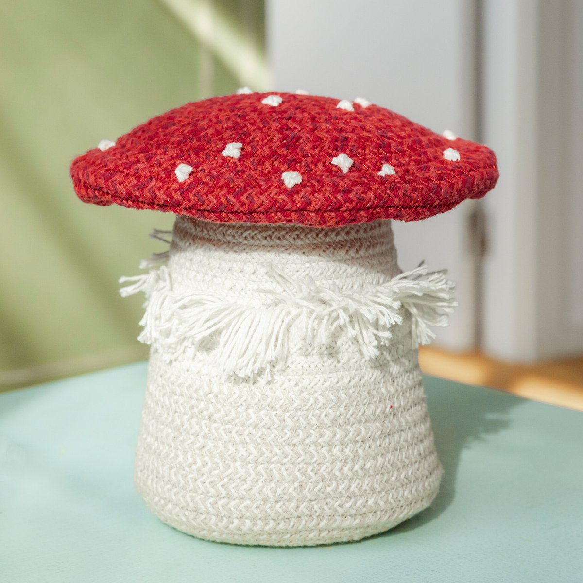 Champignons en panier BACK TO SCHOOL rouge, terre cuite neuve, aubergine, rouge vintage, rouge érable, ivoire, naturel, LORENA CANALS