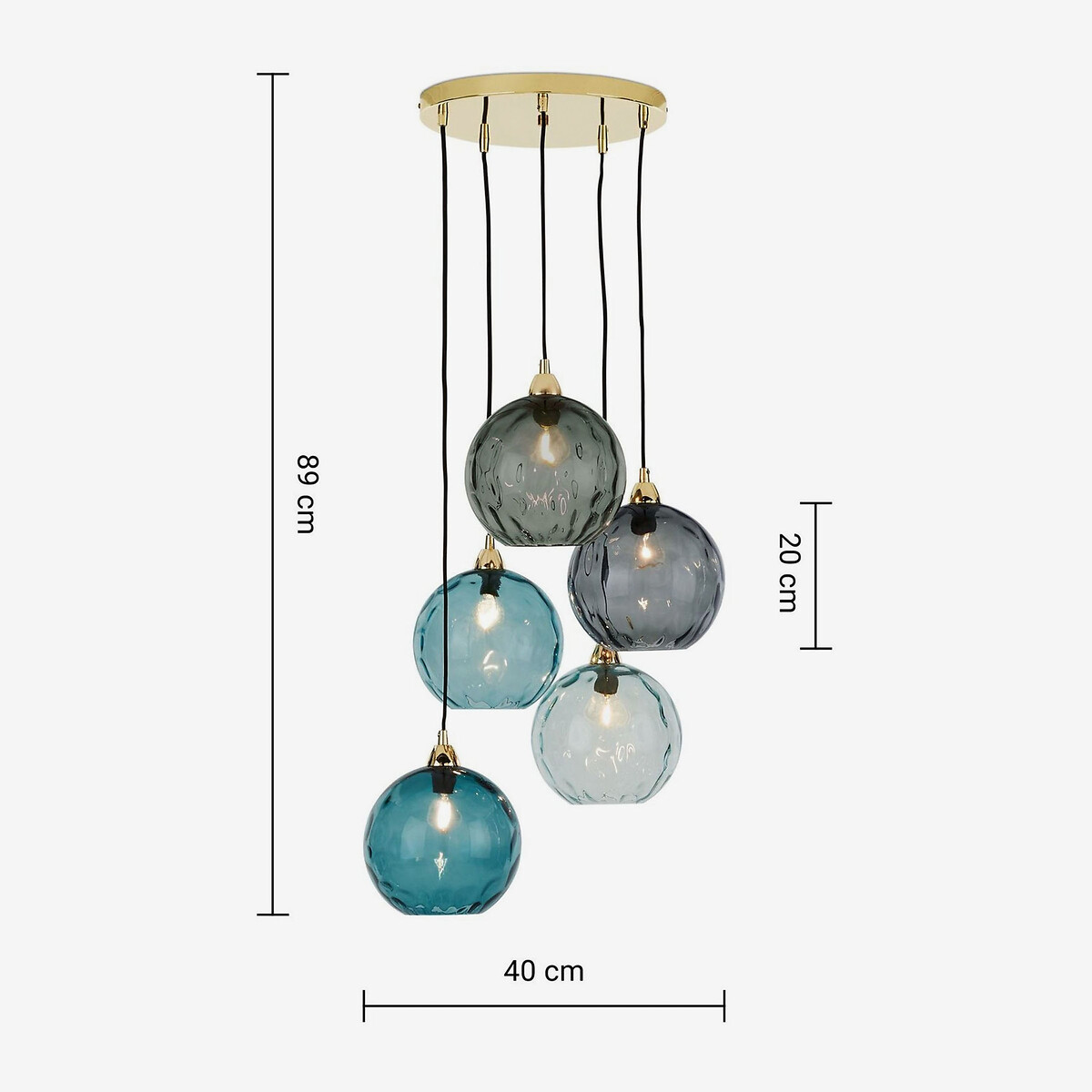 MADE.COM Ilaria 5-Light Swirl Glass Pendant Light blue, MADE