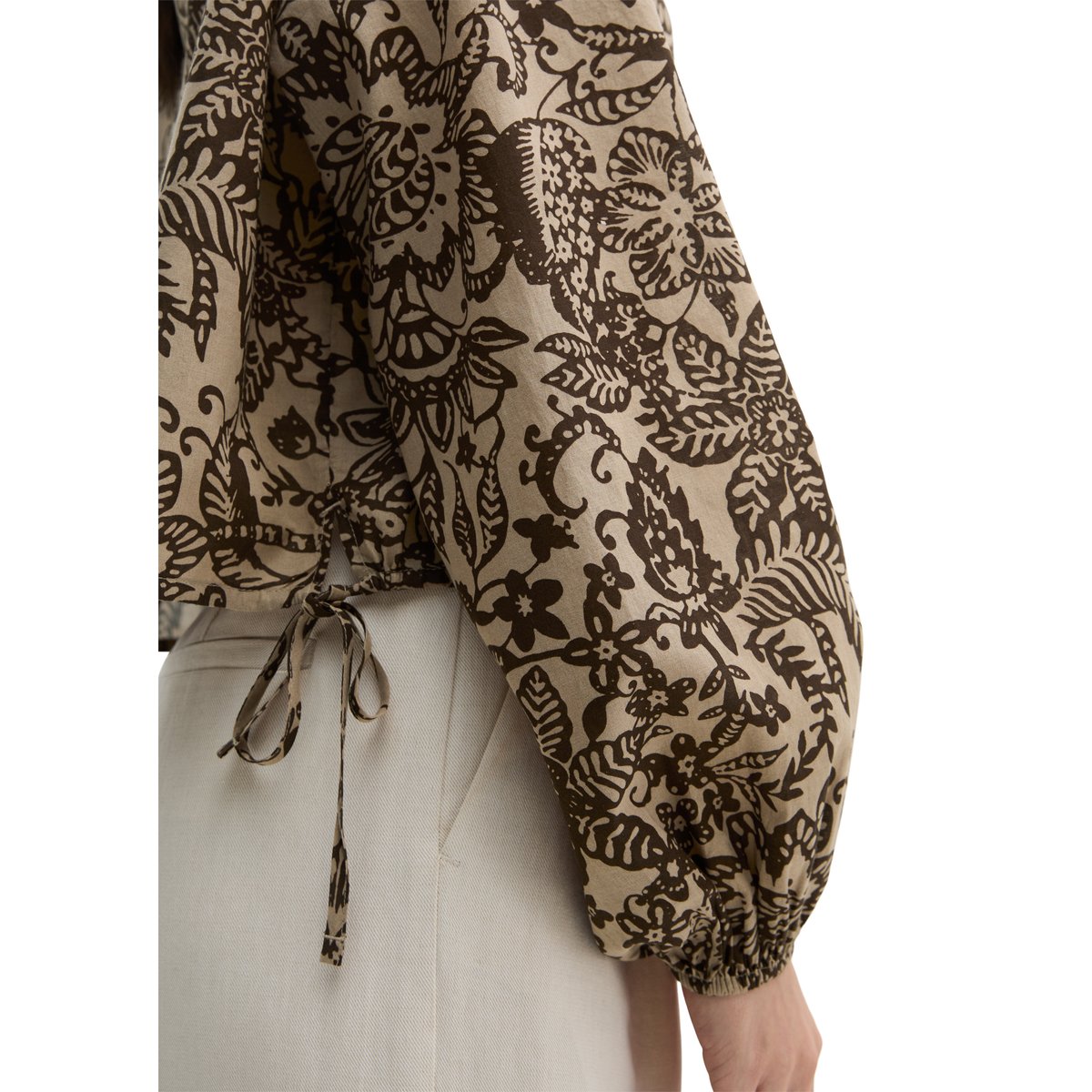 Blouse loose en voile de coton imprimé marron, MARC O'POLO