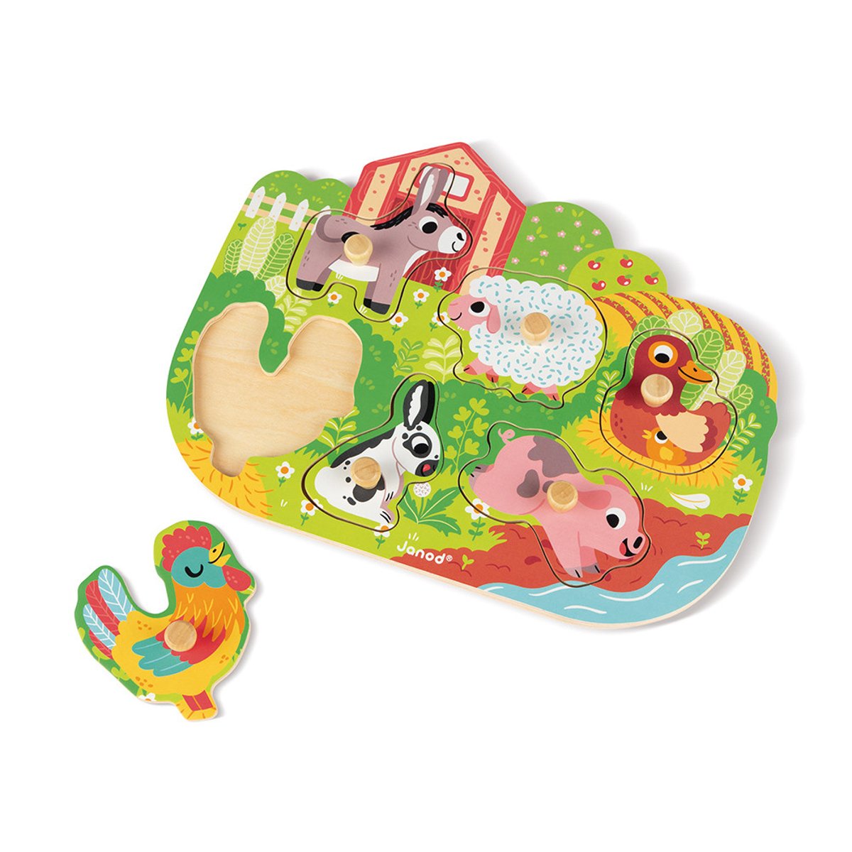 Puzzle en bois Happy Farm vert, JANOD