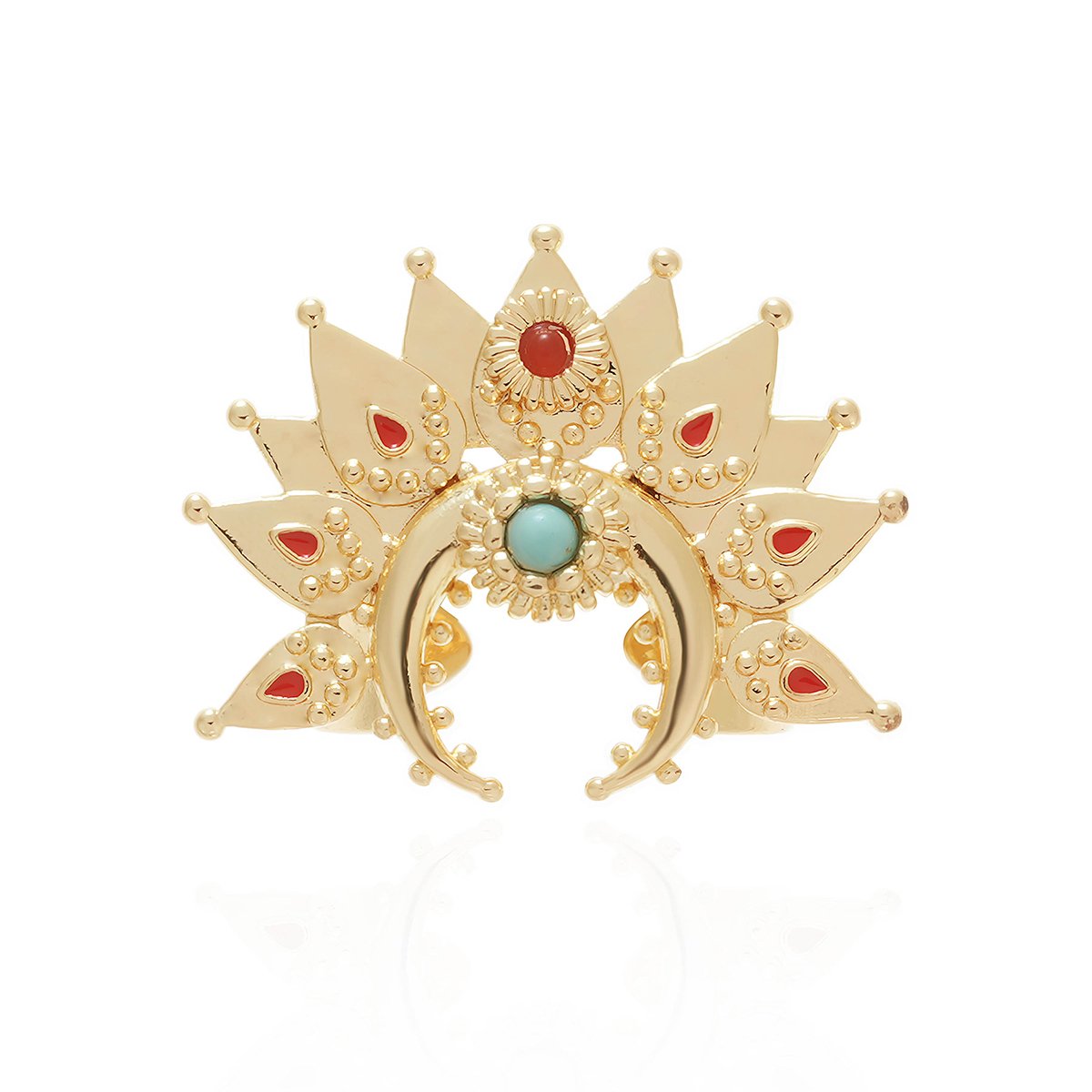 Bague réglable avec cabochon central GUNTER doré, HIPANEMA