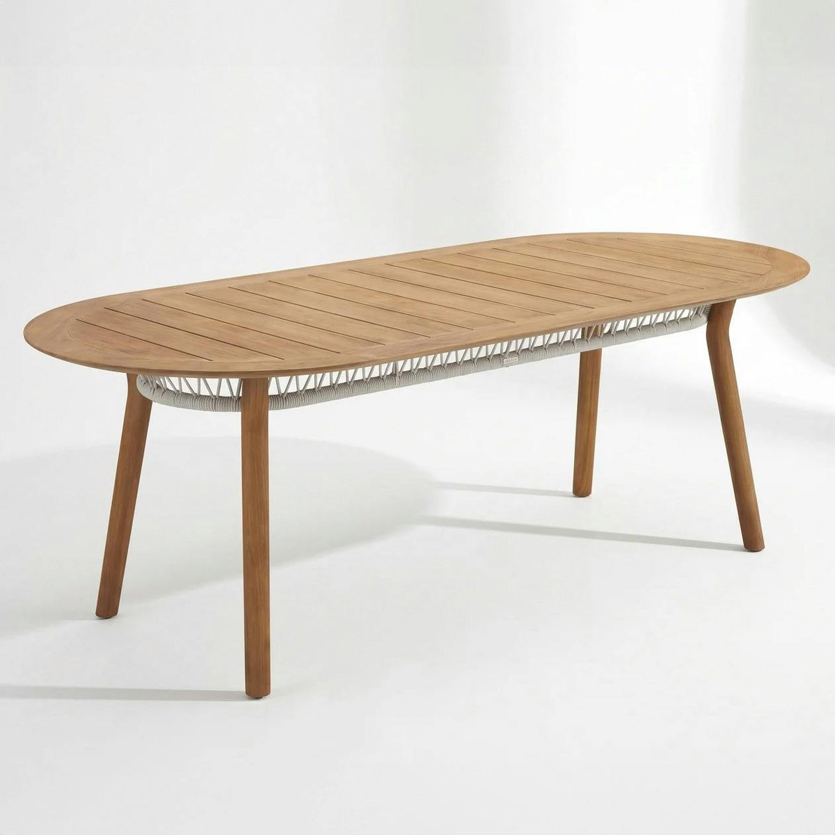 Table de jardin en teck + 6 fauteuils cordage VASCA anthracite, PIER IMPORT