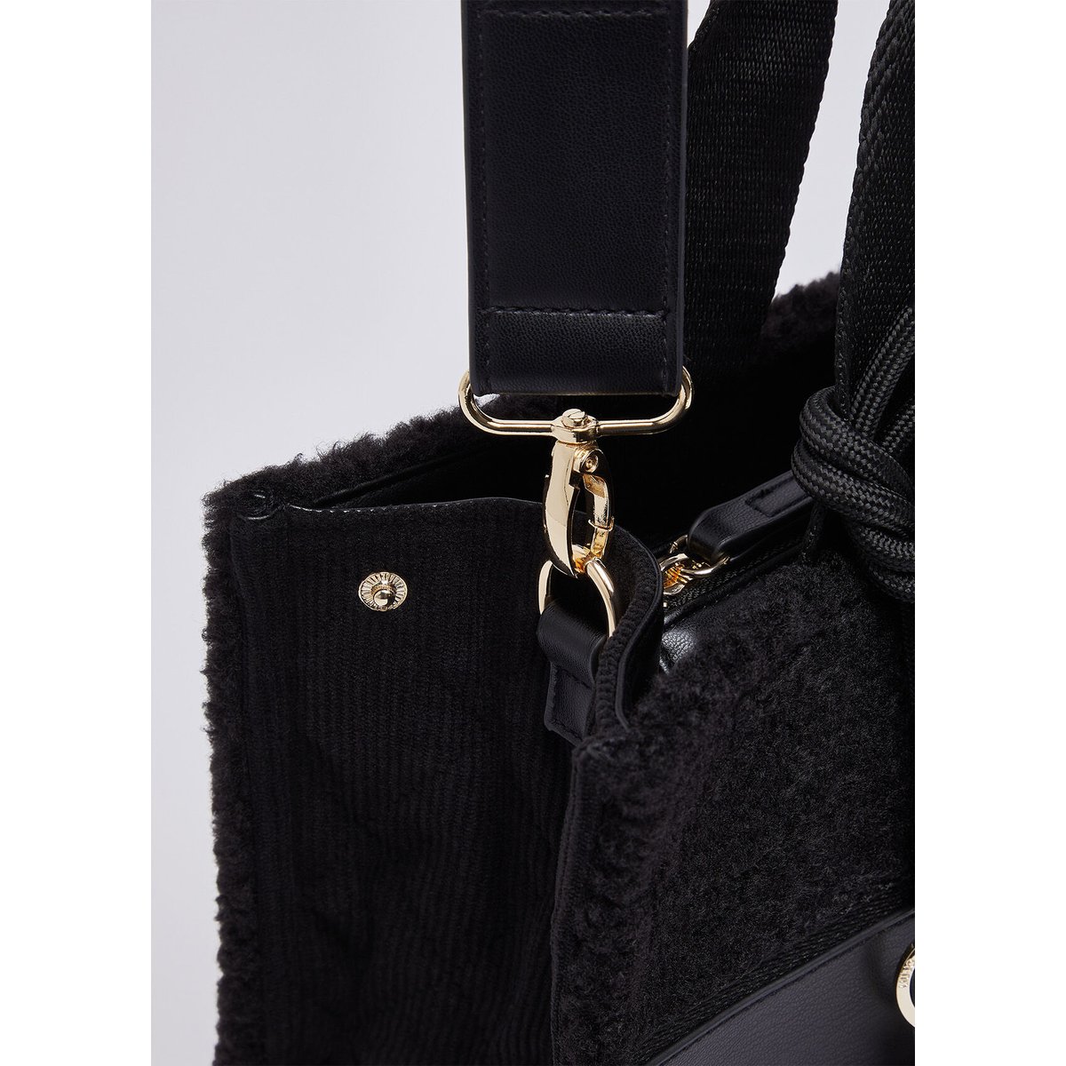 Petit sac fourre-tout en teddy noir, LIU JO