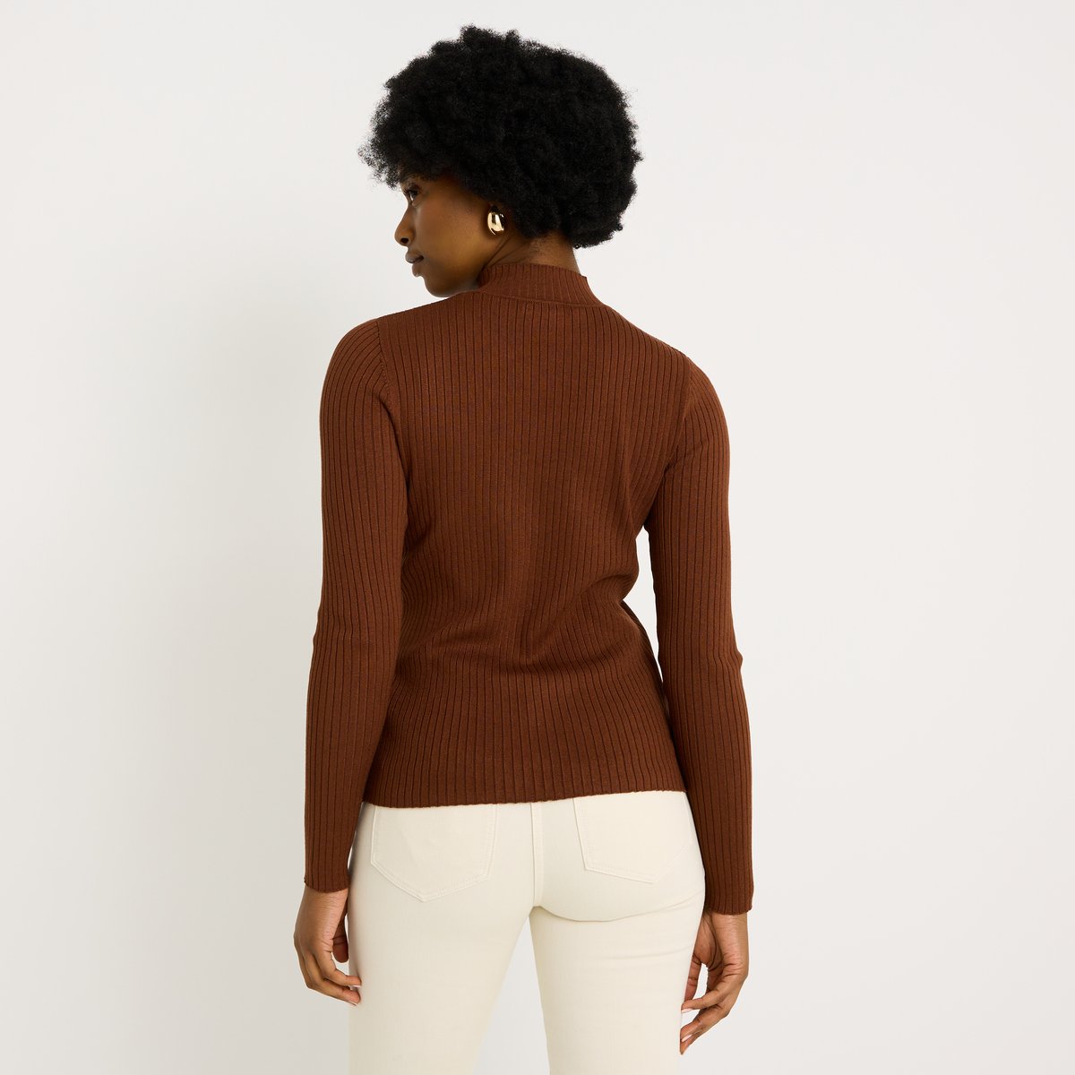 Pull col montant marron, GRAIN DE MALICE