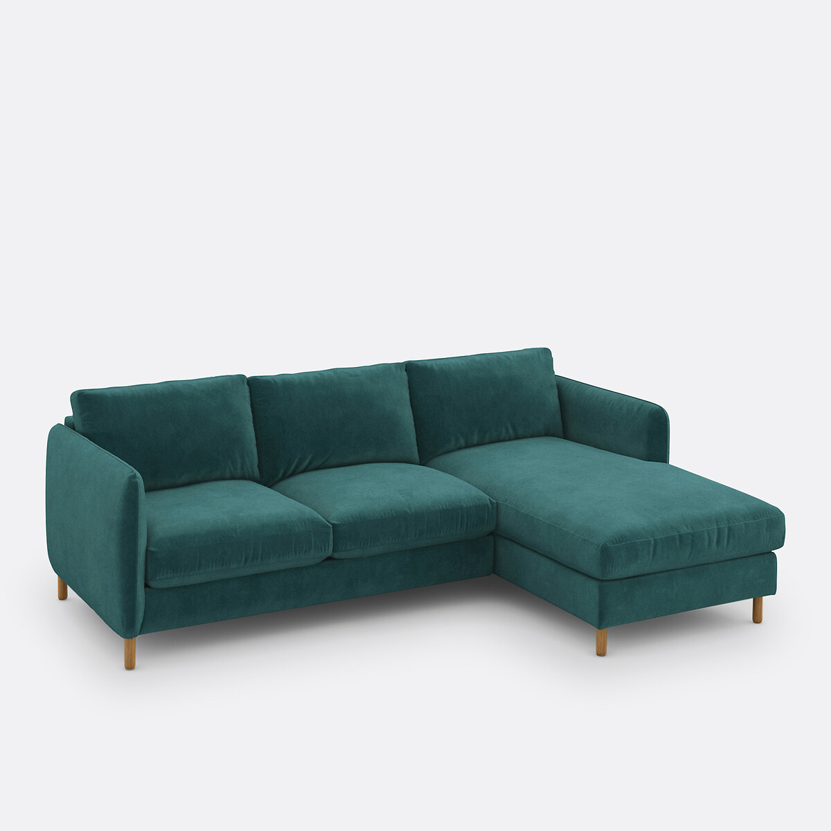 Canapé d'angle droit, 4 places, en velours, LOMÉO emeraude, LA REDOUTE INTERIEURS
