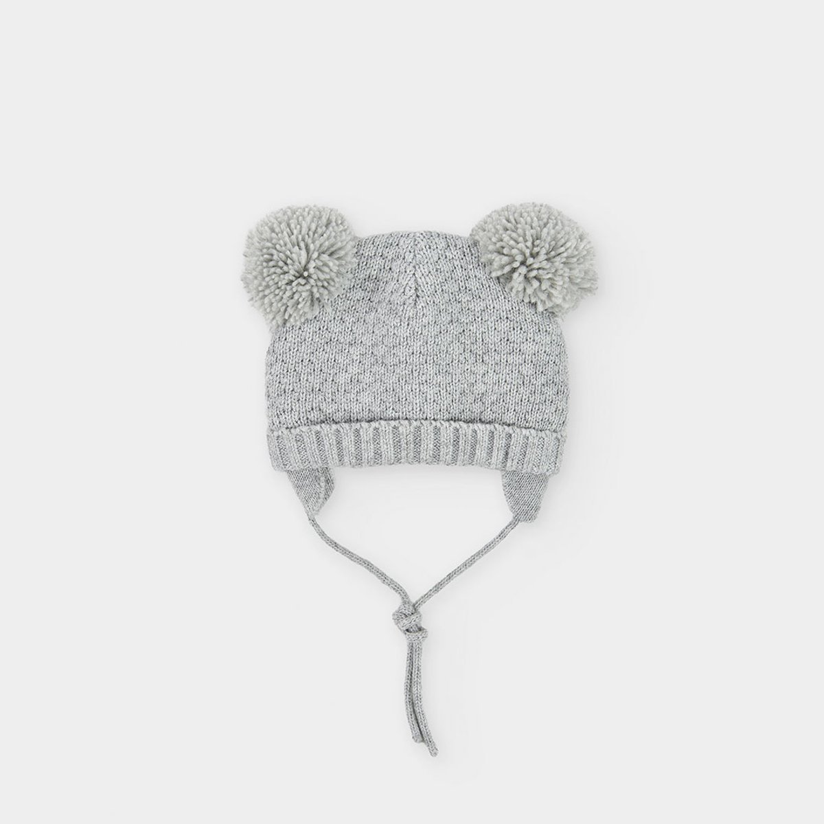 Bonnet bébé avec pompons gris, BOBOLI