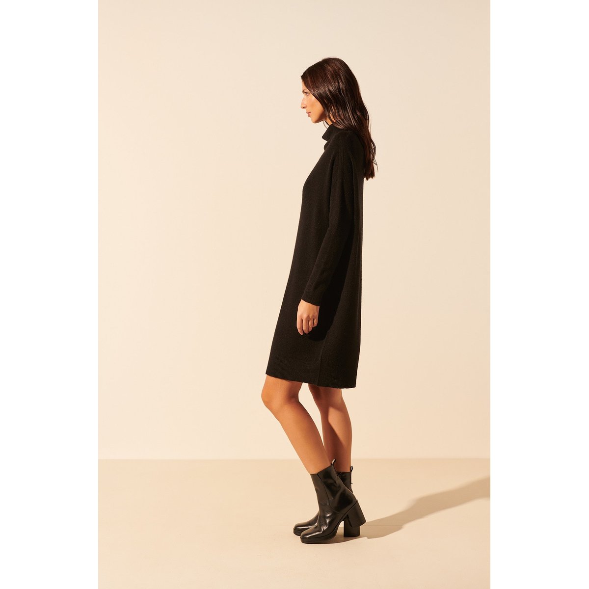 Robe pull maille CORY noir, BENOA