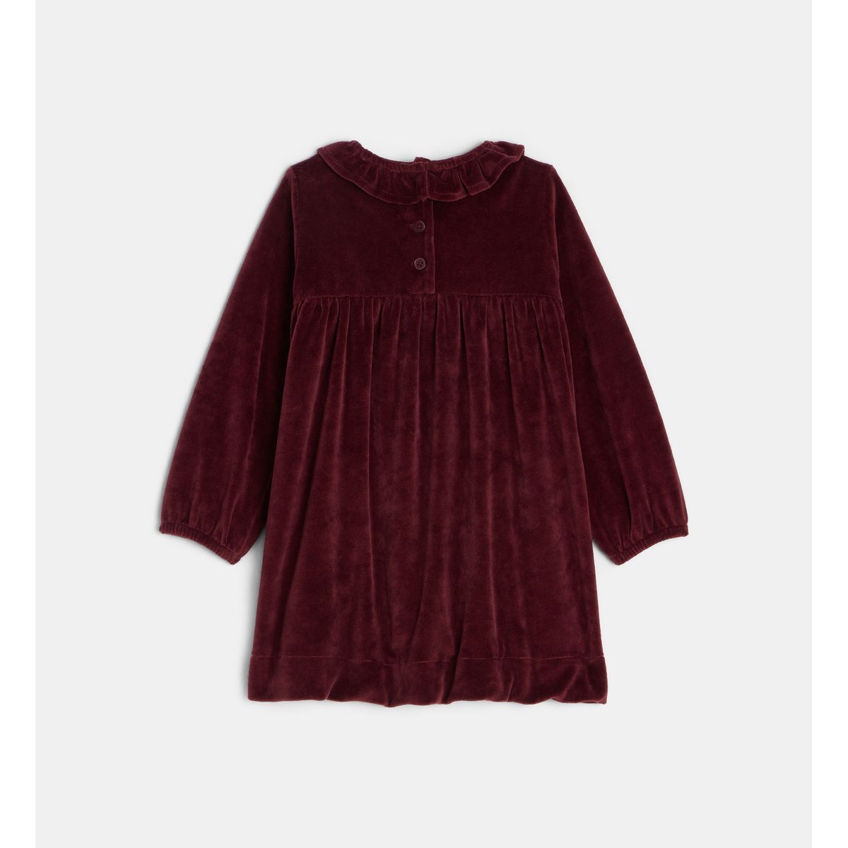 Robe smock valeriane en panne velours violet, CADET ROUSSELLE