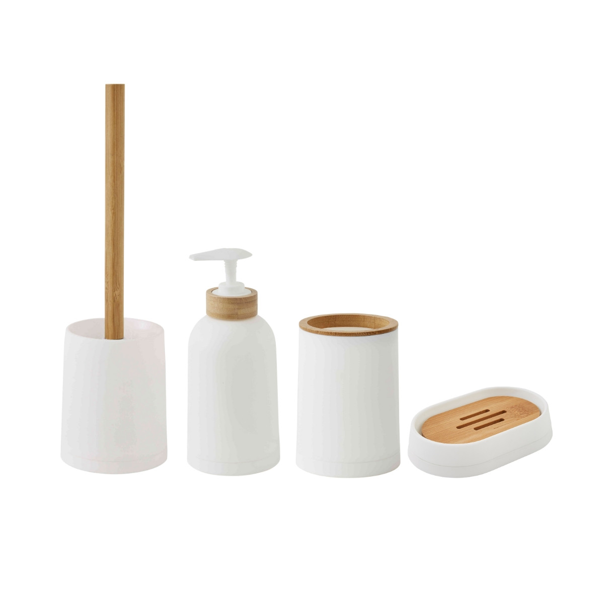 Set salle de bain uni 4 pièces en bambou PRIMA #ffffff, GUY LEVASSEUR