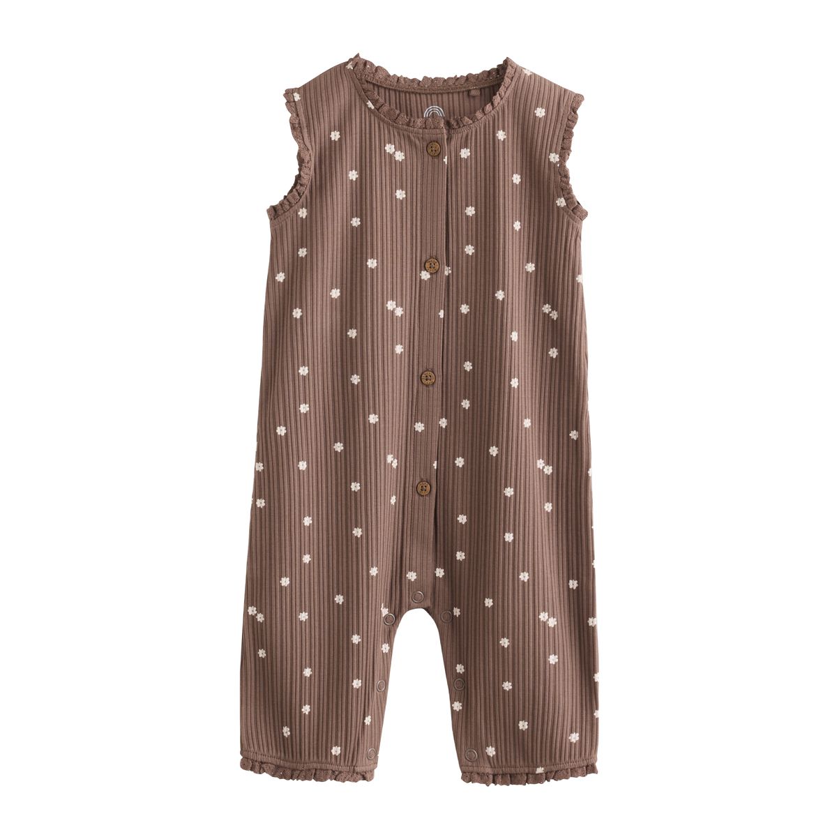 Barboteuse bébé boutonnée, lot de 3 imprimé floral ton sur ton marron, NEXT