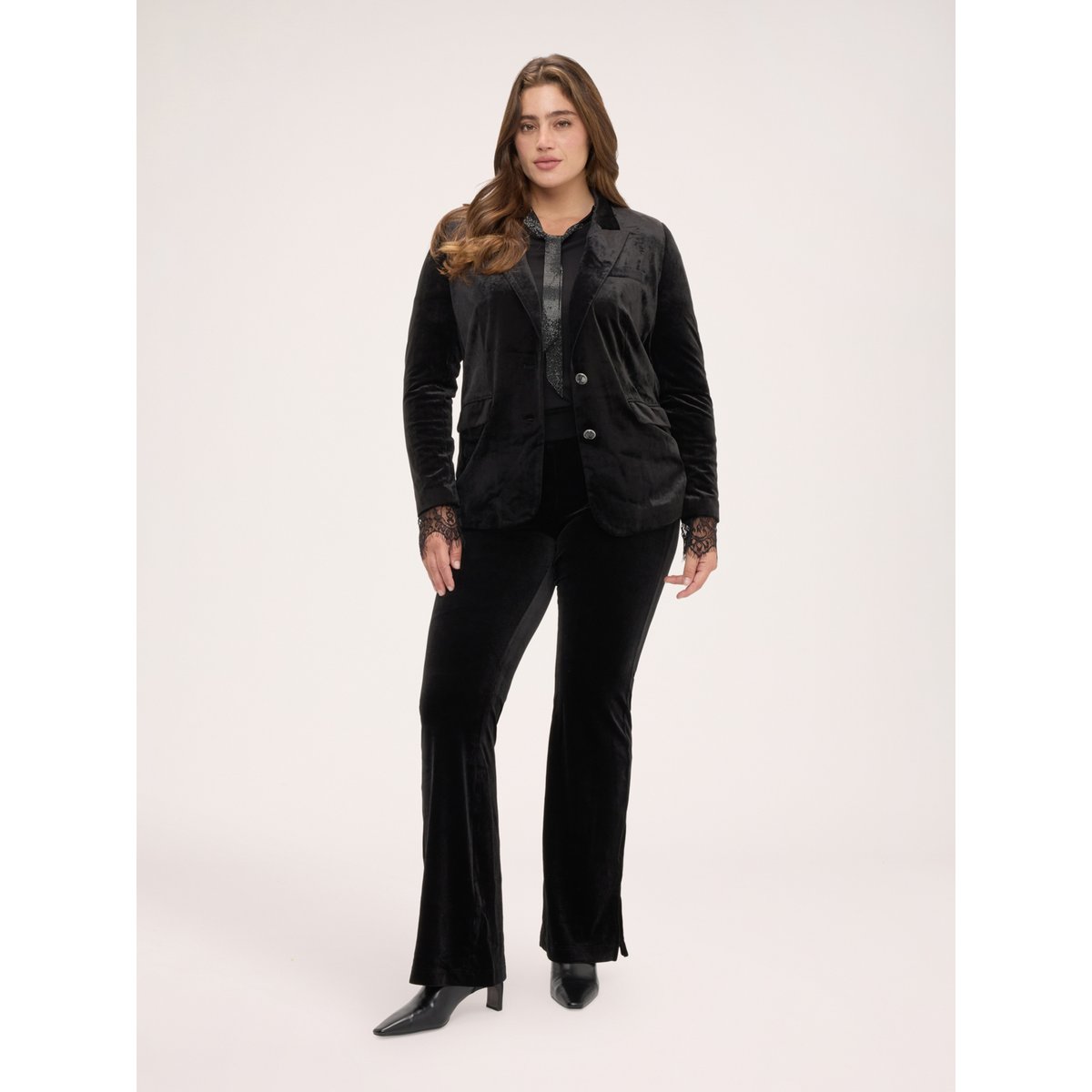 Blazer avec poignets en dentelle noir, FIORELLA RUBINO