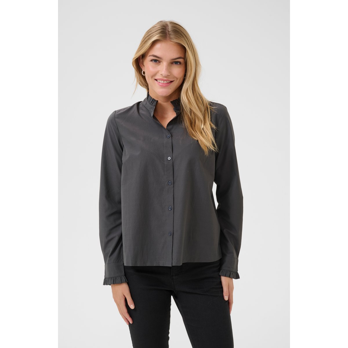 Long sleeved shirt noir black oyester, KAFFE