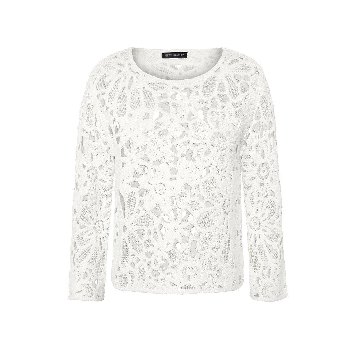 Pull-over en maille ajourée à encolure bateau blanc, BETTY BARCLAY