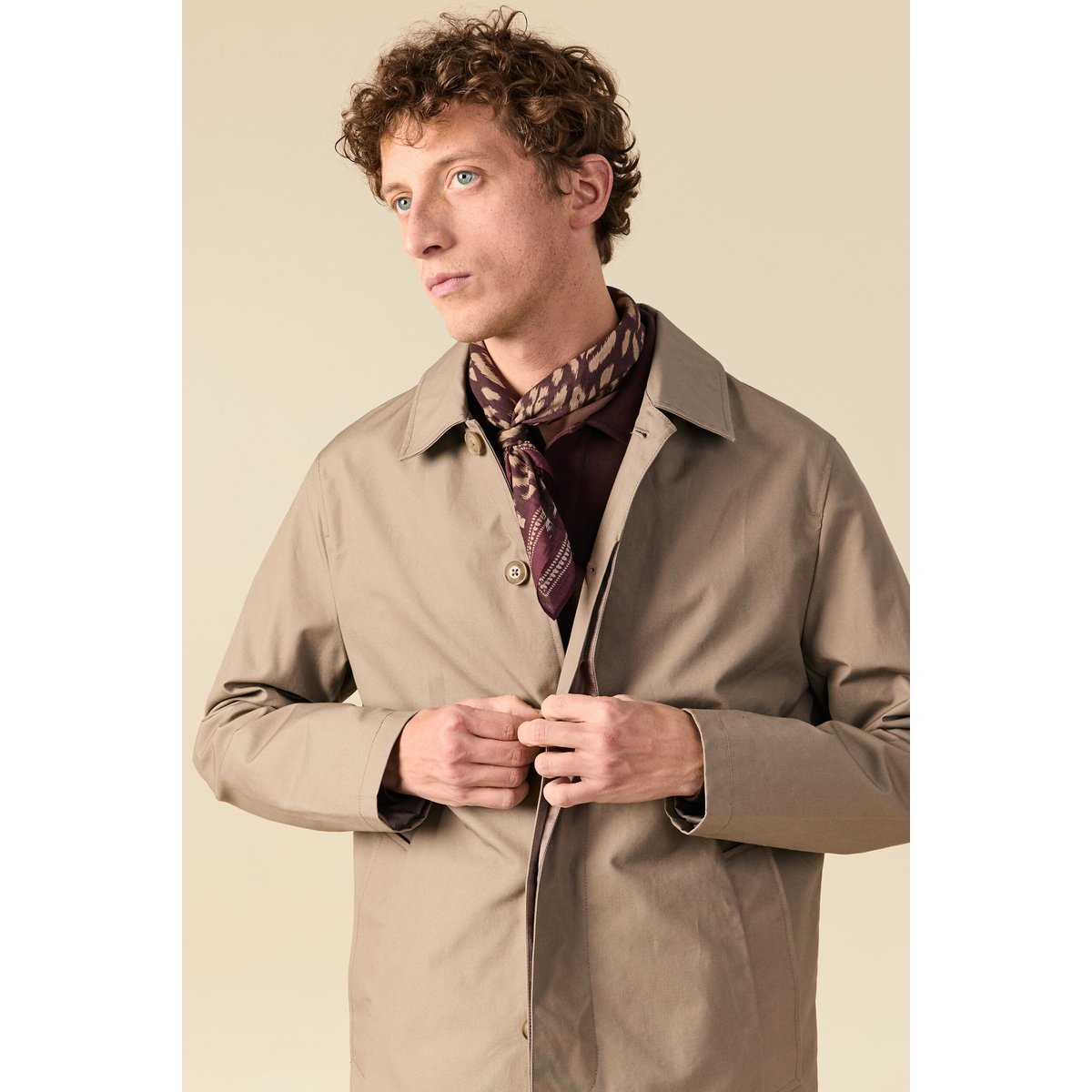 Trench en coton doublé beige, BONOBO