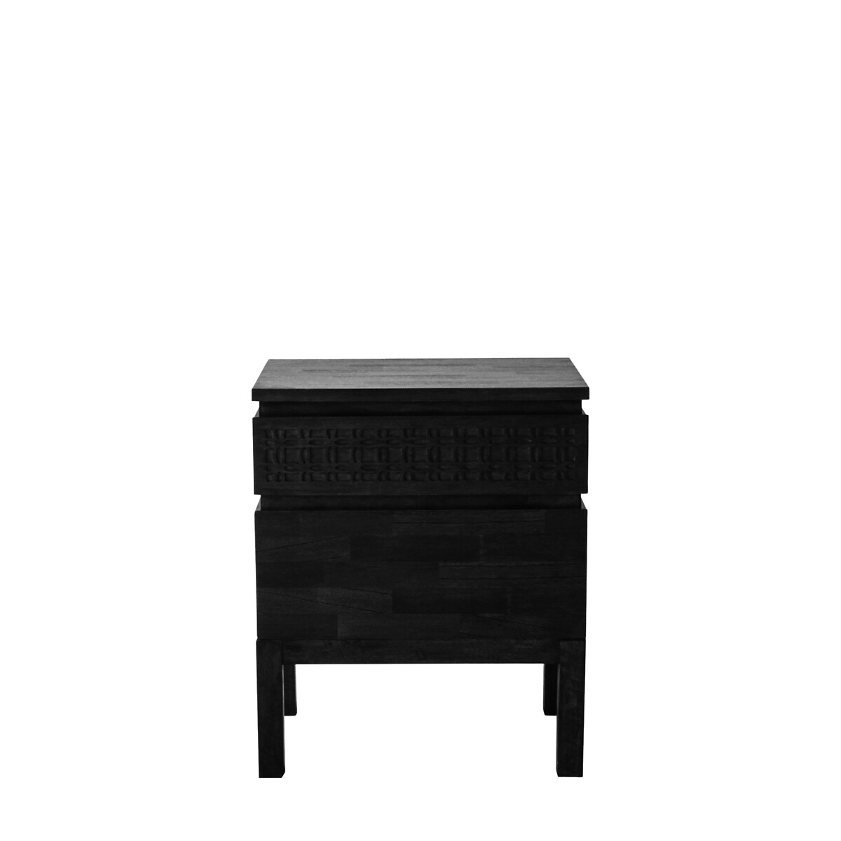 Barauni Boho Wooden 2 Drawer Bedside Table black, ÉDITÉ