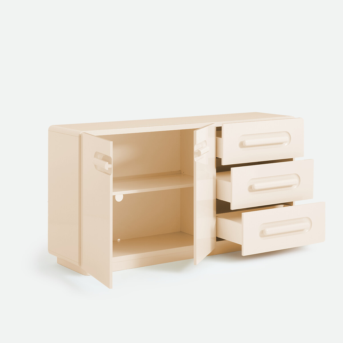 Buffet laqué, 2 portes, 3 tiroirs, NEWCOOL ivoire, LA REDOUTE INTERIEURS