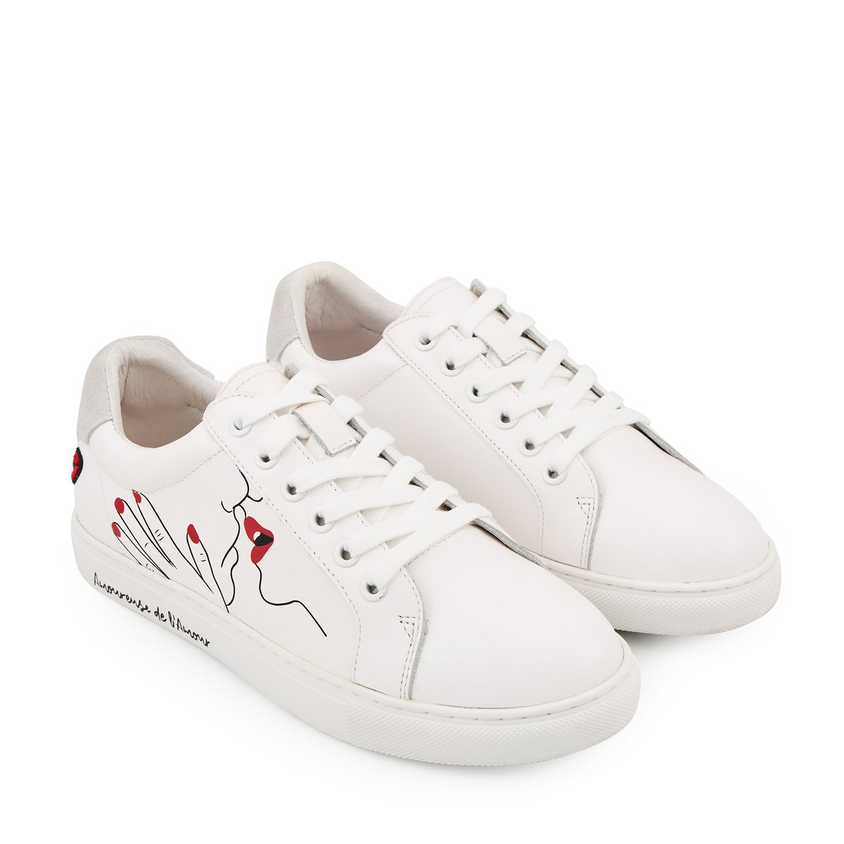 Baskets En Cuir Simone Artdesmaux Amoureuse blanc, BONS BAISERS