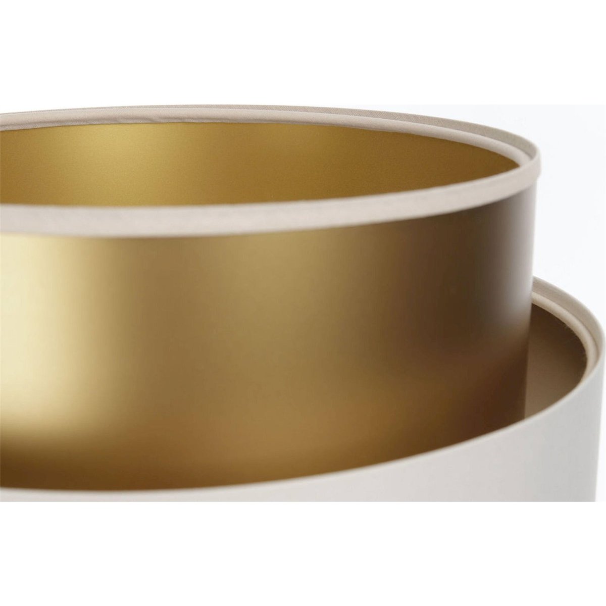 Lampe à poser ronde en tissu, DUO ELLEGANT crème satin avec intérieur cuivre, BPS KONCEPT