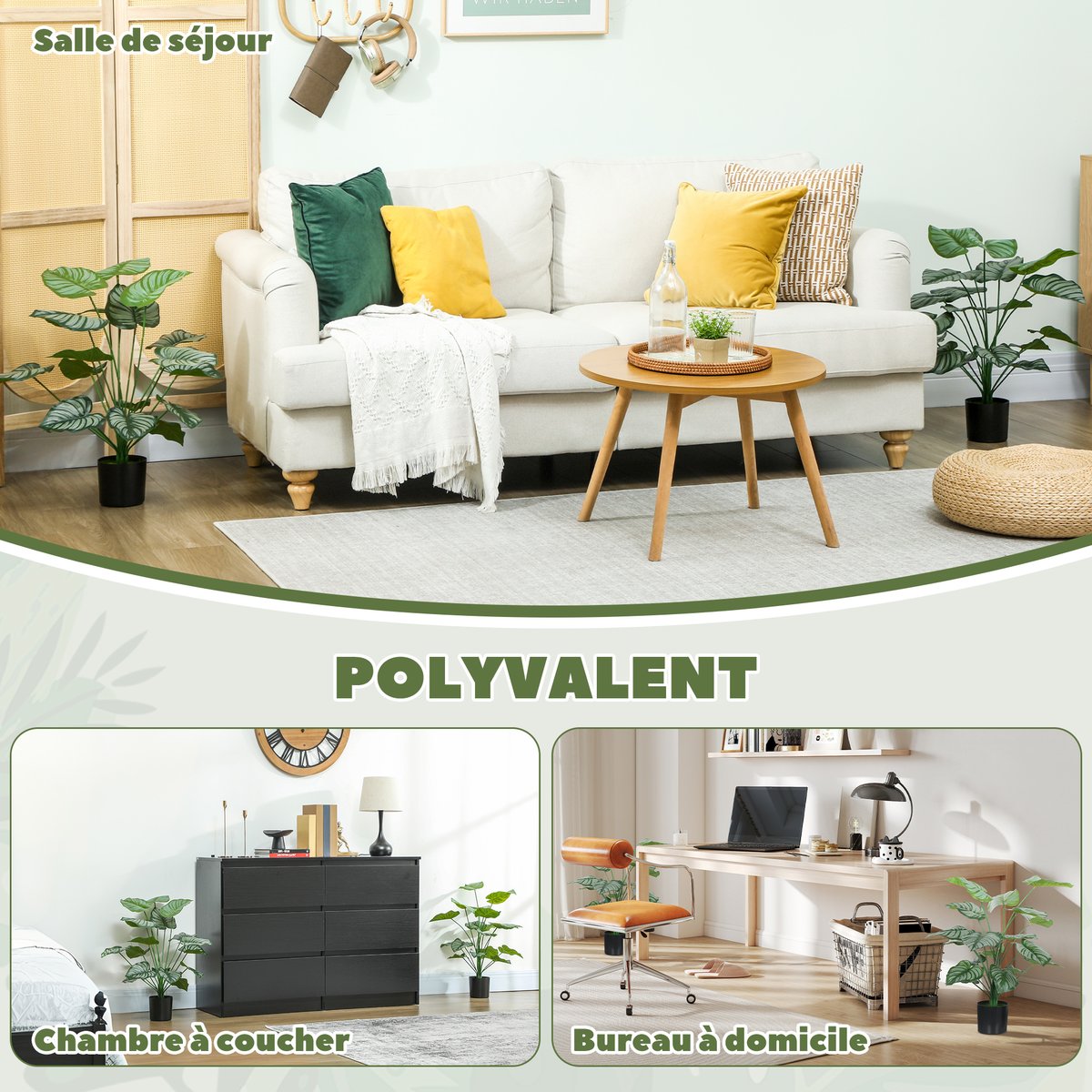 Plantes artificielles Plastique Vert vert, HOMCOM