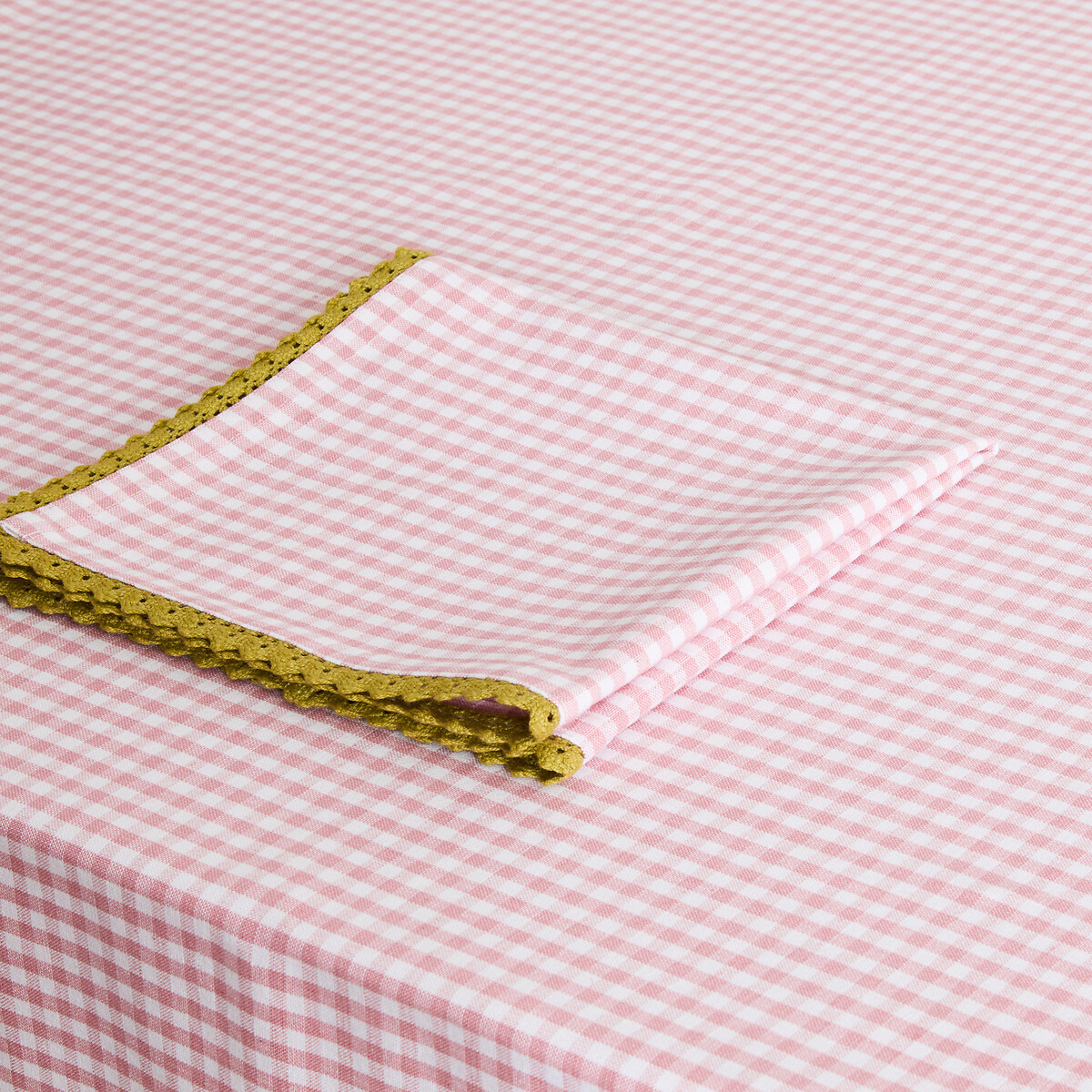 Nappe motif vichy tissé teint coton/lin Trattoria blanc/rose, LA REDOUTE INTERIEURS