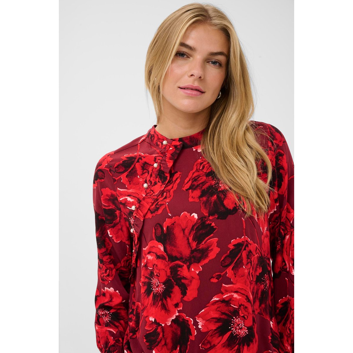 Chemise à manches longues rouge red flower, CULTURE