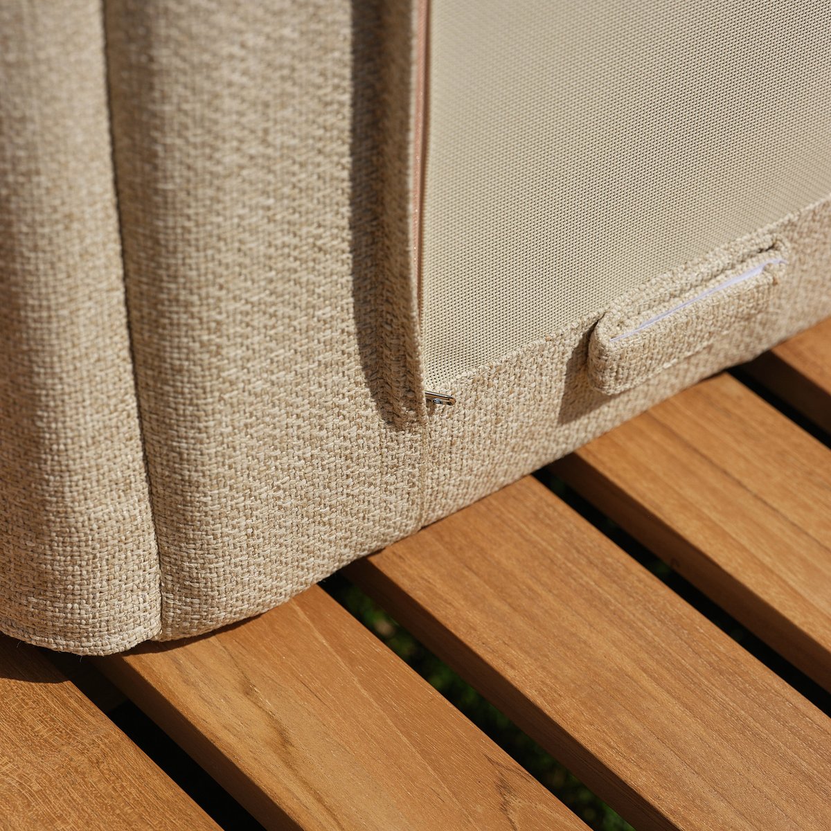 Bain de soleil inclinable en teck massif avec coussins beige chiné PALOMBAGGIA beige_chine, BERAH GETAH