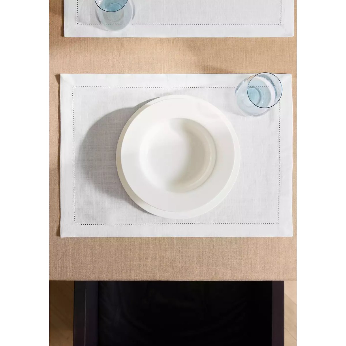 Sets de table en coton rayures ajourés blanc, MANGO HOME