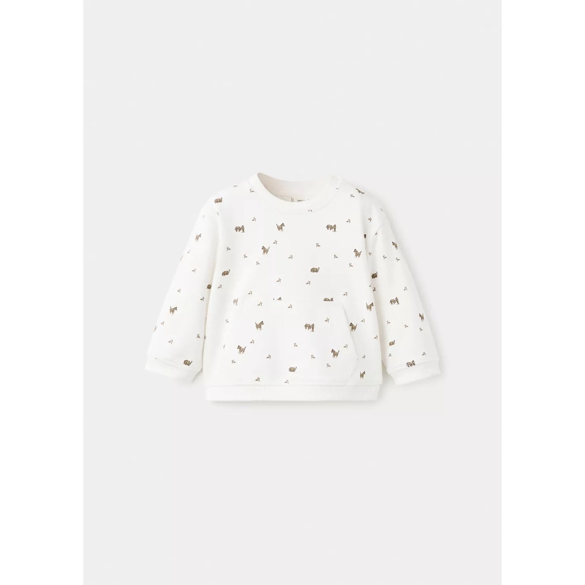 Sweat-shirt coton imprimé blanc cassé, MANGO BABY