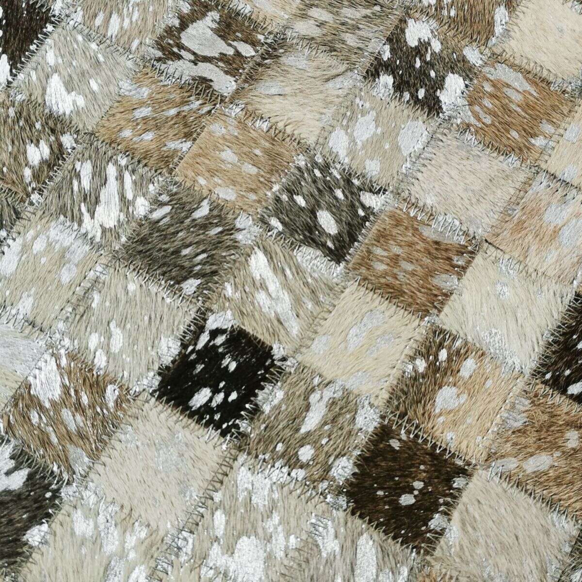 Tapis de salon en cuir recyclé CUIR EXTRA SILVER gris, THE DECO FACTORY