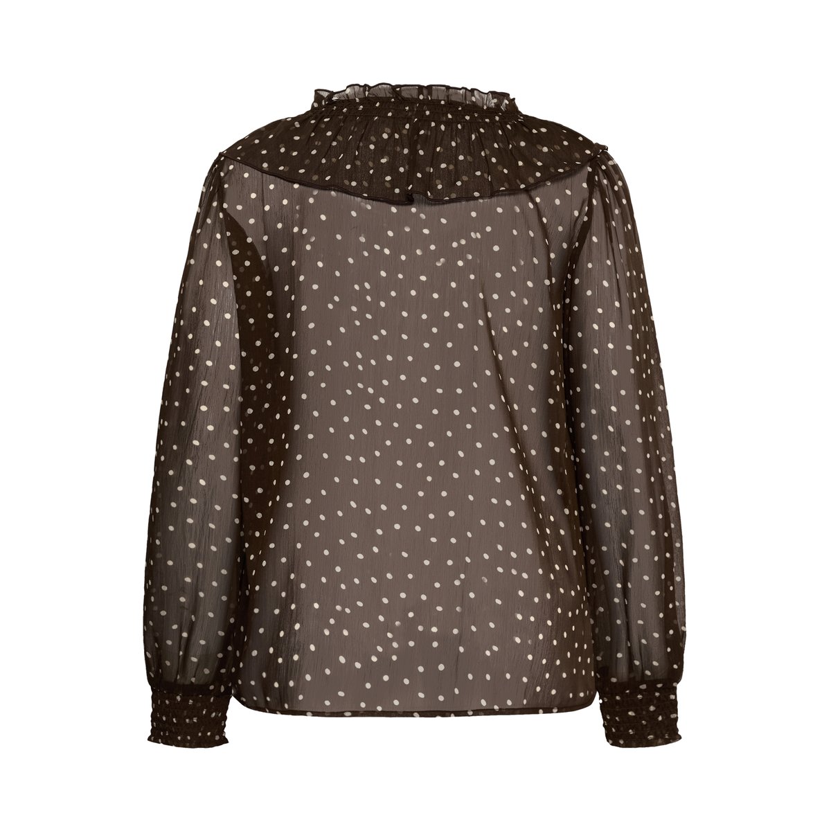 Blouse à manches longues marron coffee bean turtledove dot, KAFFE CURVE