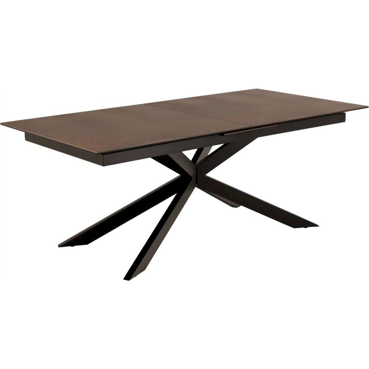 Table à manger extensible céramique SHIMESS brun effet rouille et noir, RECOLLECTION