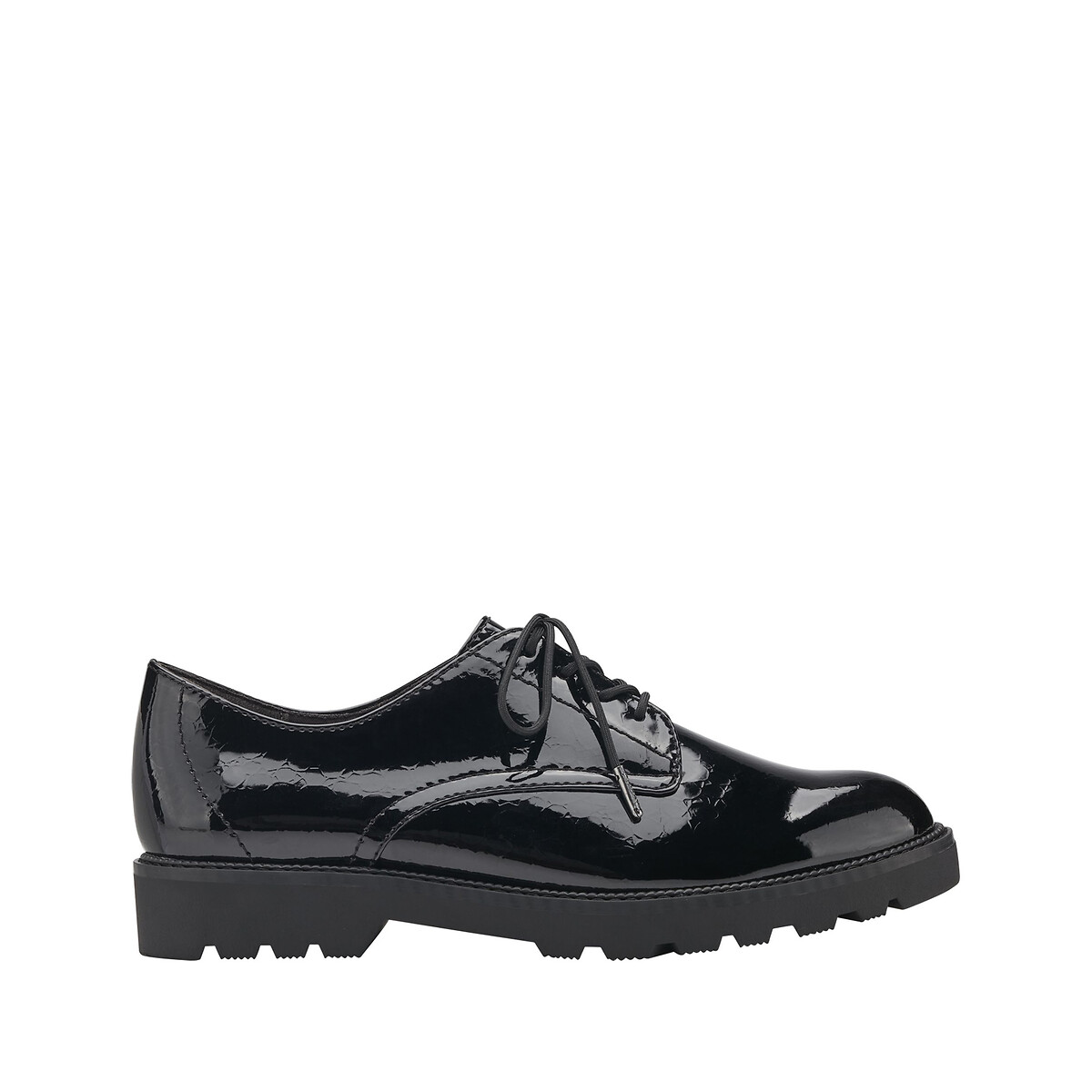 Derbies en cuir noir verni, TAMARIS