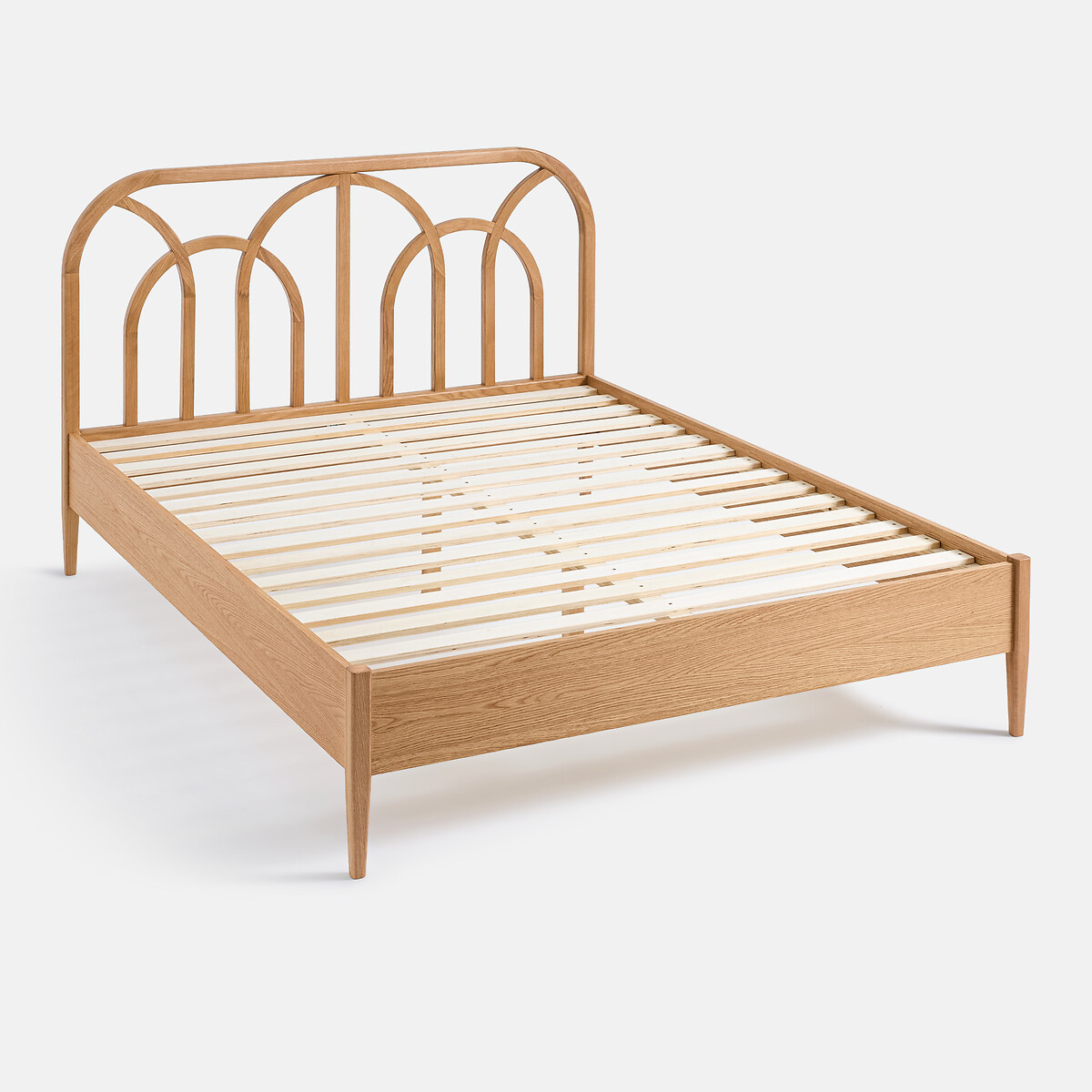 Bett ANDI mit Lattenrost, aus massiver Eiche und Eichenfurnier eiche, LA REDOUTE INTERIEURS