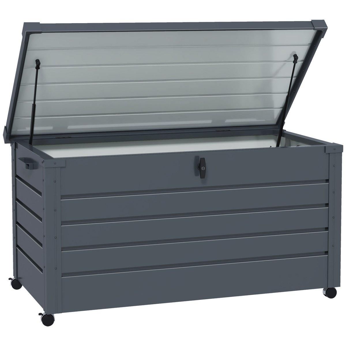 Coffre de rangement d'extérieur Acier gris, OUTSUNNY