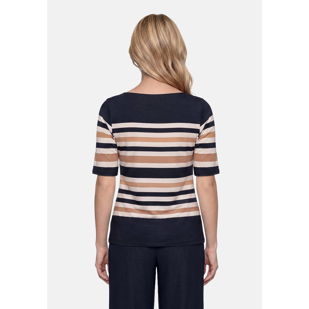 T-shirt basique à encolure bateau dark blue/brown, BETTY BARCLAY