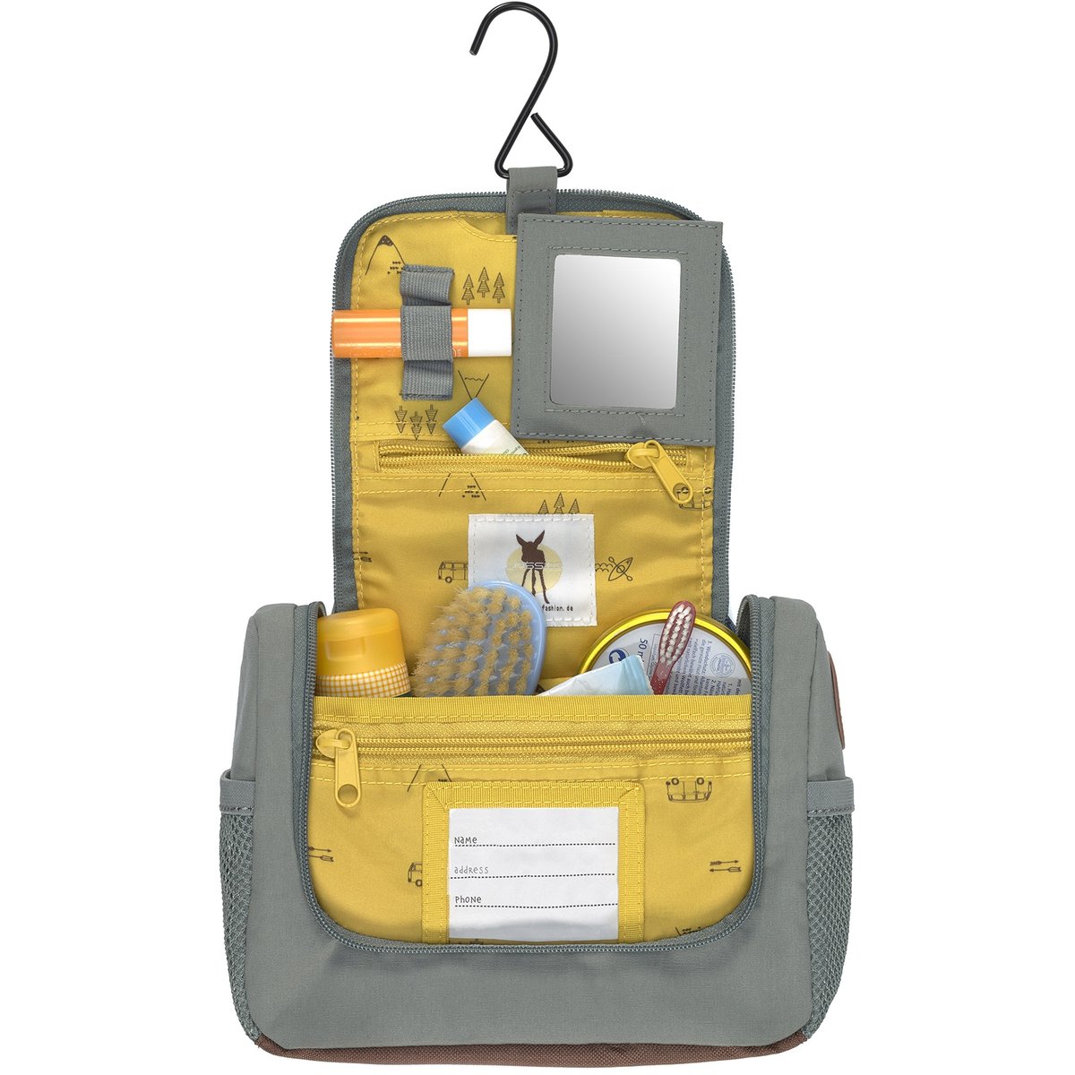 Trousse de toilette gris, bleu clair, moutarde, LASSIG